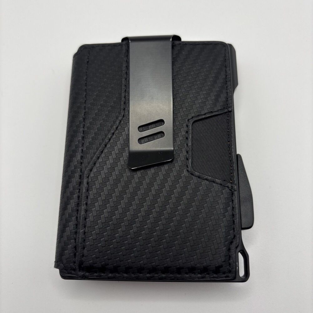 Type Men’s Carbon Fiber RFID Blocking Slim Bifold Wallet Money Clip Pop-Up